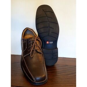 Chaps Men's Leather Oxford Shoes Brown Lace-Up Dress Casual Size 10M
